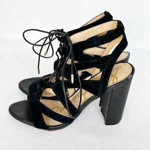Sam Edelman Sandal Lace Up Caged Heels Black Yardley Size 7